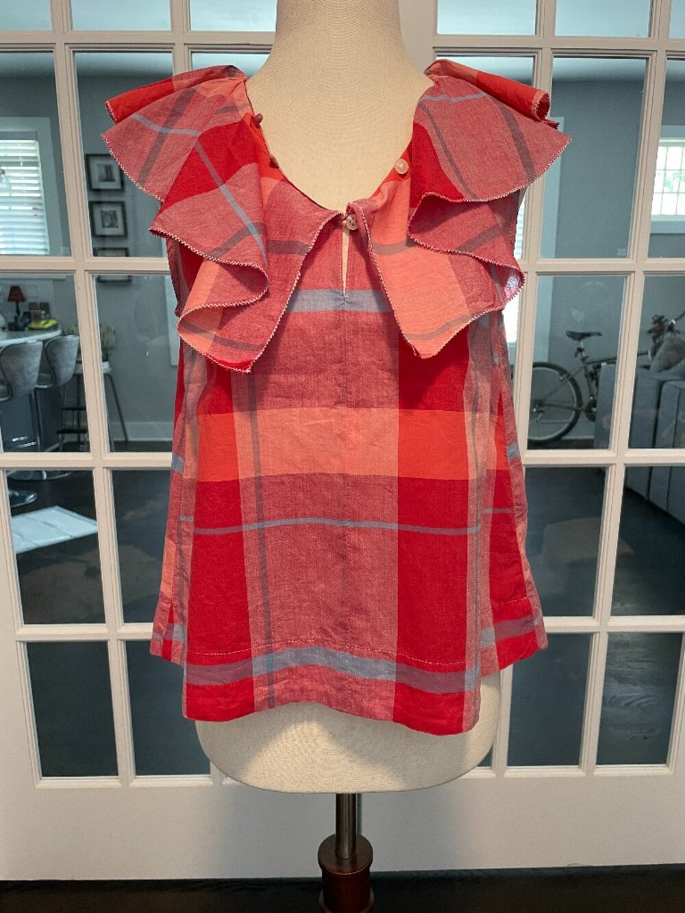 Anthropologie Isabelle Sinclair Red Plaid Sleeveless Blouse XXSP
